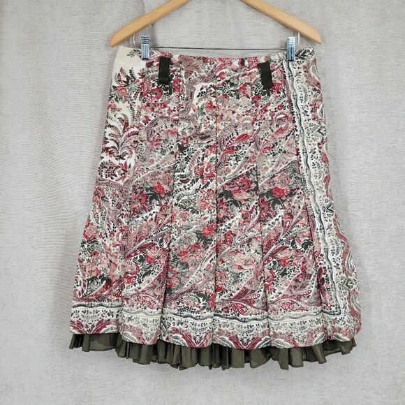 Purificacion Garcia Floral Jacquard Tapestry Midi Skirt Full Green Lining - Picture 1 of 15